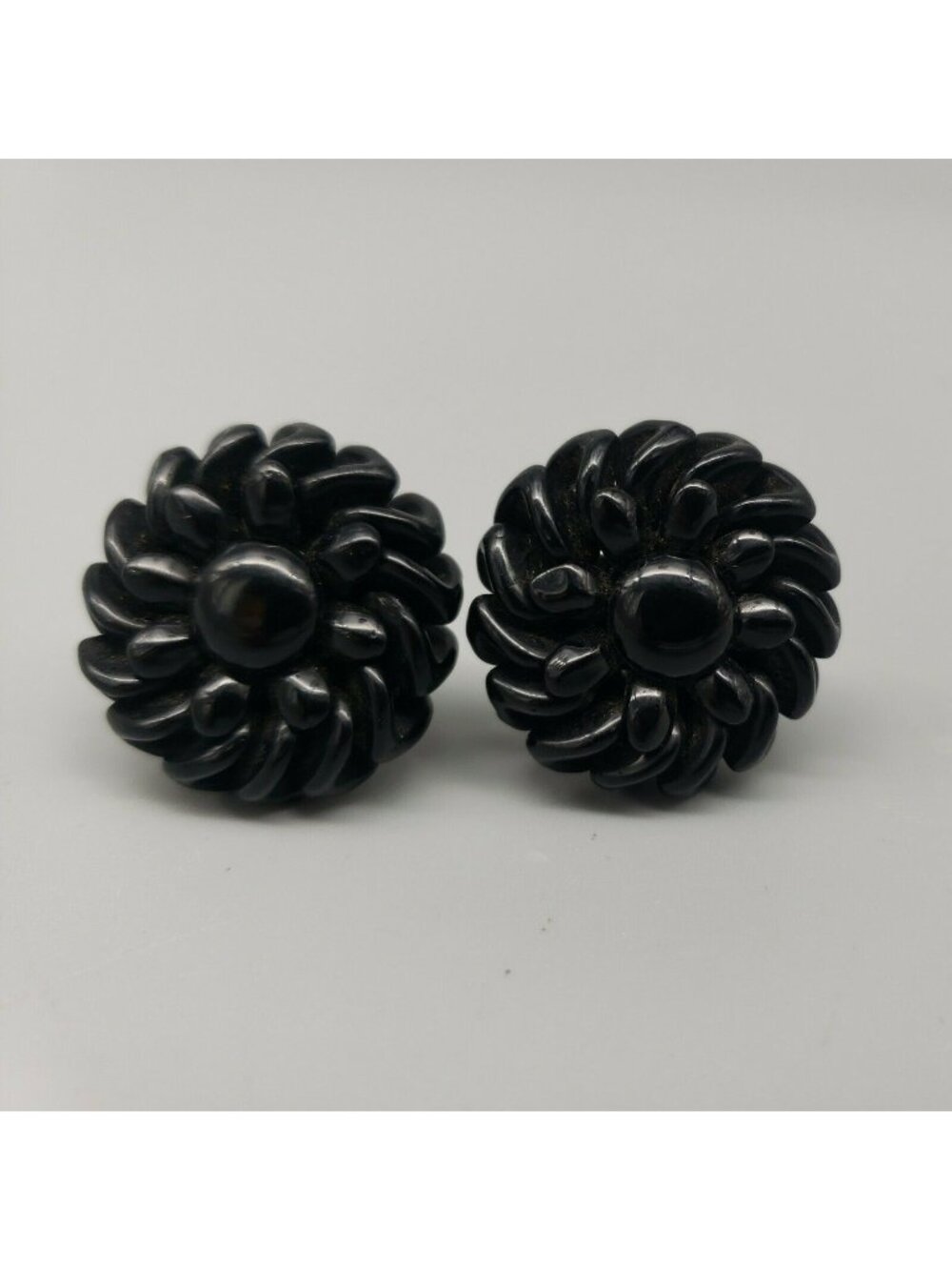 Black Beaded Clip On Earrings Twist On